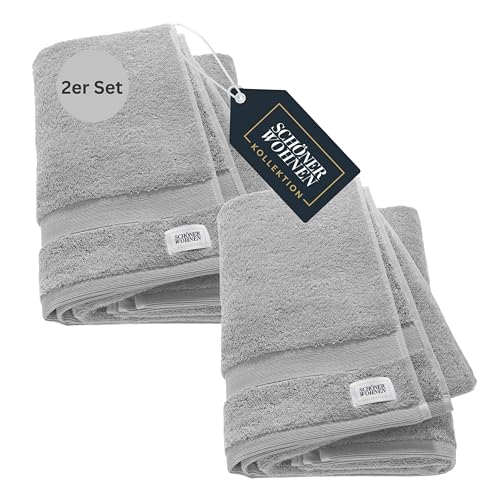 SCHÖNER WOHNEN 2er Set Premium Duschtuch 70x140 cm - saugstark - Luxus Badetücher Grau 2teilig - 100% Baumwolle - flauschig weich - als Handtuch-Set kombinierbar - Frottiertücher - Öko-Tex SCHÖNER WOHNEN 2er Set Premium Duschtuch 70x140 cm - saugstark - Luxus Badetücher Grau 2teilig - 100% Baumwolle - flauschig weich - als Handtuch-Set kombinierbar - Frottiertücher - Öko-Tex von Schöner Wohnen Kollektion