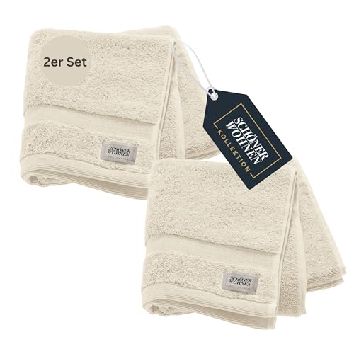 SCHÖNER WOHNEN 2er Set Premium Handtuch 50x100 cm - saugstark - Luxus Handtücher Weiß 2teilig - 100% Baumwolle - flauschig weich - als Handtuch-Set kombinierbar - Frottiertücher - Öko-Tex von Schöner Wohnen Kollektion
