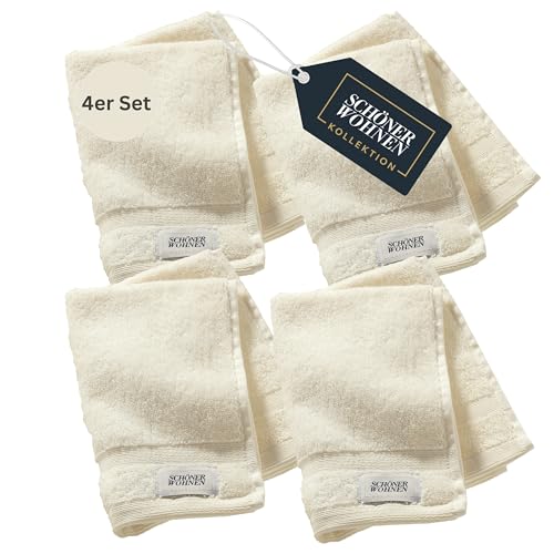 SCHÖNER WOHNEN 4er Set Premium Gästehandtuch 30x50 cm - saugstark - Luxus Handtücher Weiß 4teilig - 100% Baumwolle - flauschig weich - als Handtuch-Set kombinierbar - Frottee Kinder - Öko-Tex SCHÖNER WOHNEN 4er Set Premium Gästehandtuch 30x50 cm - saugstark - Luxus Handtücher Weiß 4teilig - 100% Baumwolle - flauschig weich - als Handtuch-Set kombinierbar - Frottee Kinder - Öko-Tex von Schöner Wohnen Kollektion