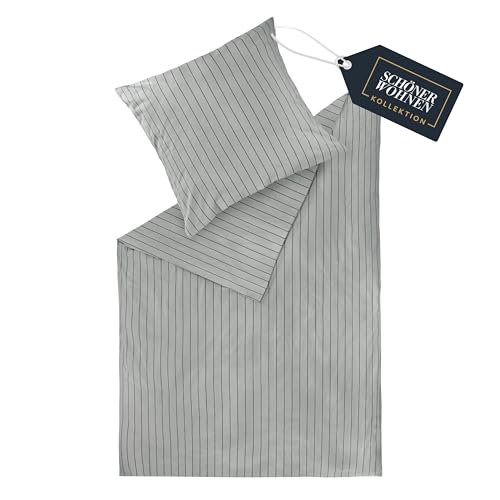 SCHÖNER WOHNEN Flanell Bettwäsche 135x200 Baumwolle Grau - Luxus Bettwäsche-Set 2teilig - kuschelig & weich bestehend aus 1 Bettwäschebezug und 1 Kopfkissenbezug 80x80cm - Öko-Tex Zertifiziert SCHÖNER WOHNEN Flanell Bettwäsche 135x200 Baumwolle Grau - Luxus Bettwäsche-Set 2teilig - kuschelig & weich bestehend aus 1 Bettwäschebezug und 1 Kopfkissenbezug 80x80cm - Öko-Tex Zertifiziert von Schöner Wohnen Kollektion