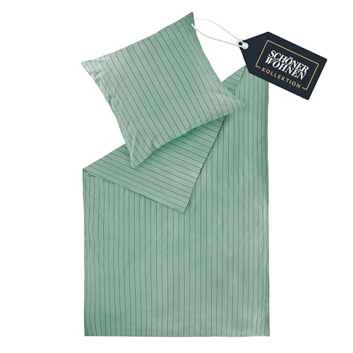 SCHÖNER WOHNEN Flanell Bettwäsche 200x200 Baumwolle Grün - Luxus Bettwäsche-Set 3teilig - kuschelig & weich bestehend aus 1 Bettwäschebezug und 2 Kopfkissenbezug 80x80cm - Öko-Tex Zertifiziert SCHÖNER WOHNEN Flanell Bettwäsche 200x200 Baumwolle Grün - Luxus Bettwäsche-Set 3teilig - kuschelig & weich bestehend aus 1 Bettwäschebezug und 2 Kopfkissenbezug 80x80cm - Öko-Tex Zertifiziert von Schöner Wohnen Kollektion