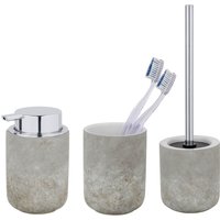 SCHÖNER WOHNEN-Kollektion Badaccessoire-Set ""Londa"", (Set, 3 tlg.), Zahnputzbecher, Seifenspender & WC-Garnitur, Keramik in Zementoptik von Schöner Wohnen-Kollektion
