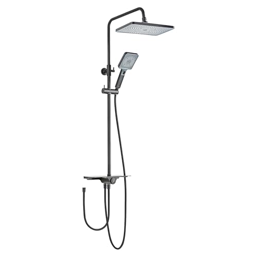 SCHÖNER WOHNEN-Kollektion Duschsystem VERINA mit Ablage, Mattschwarz, Duschstange mit Regendusche von Schöner Wohnen Kollektion