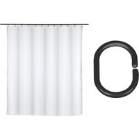 SCHÖNER WOHNEN-Kollektion Duschvorhang ""Saoba"" Breite 180 cm Set, 17 Stk. tlg. 2 in 1, äußerer Vorhang aus recyceltem Polyester, 16 Duschvorhangringe von Schöner Wohnen-Kollektion