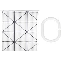 SCHÖNER WOHNEN-Kollektion Duschvorhang ""Shege"" Breite 180 cm Set, 17 Stk. tlg. aus recyceltem Polyester, geometrisches Motiv, 16 Duschvorhangringe von Schöner Wohnen-Kollektion