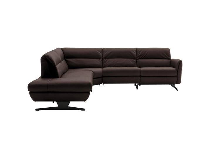 Schöner Wohnen ECKSOFA, Dunkelbraun, Echtleder, Nappaleder, Longlife-Leder, 4-Sitzer, Ottomane links, L-Form, 286x258 cm, Goldenes M, Fußauswahl, von Schöner-Wohnen-Kollektion
