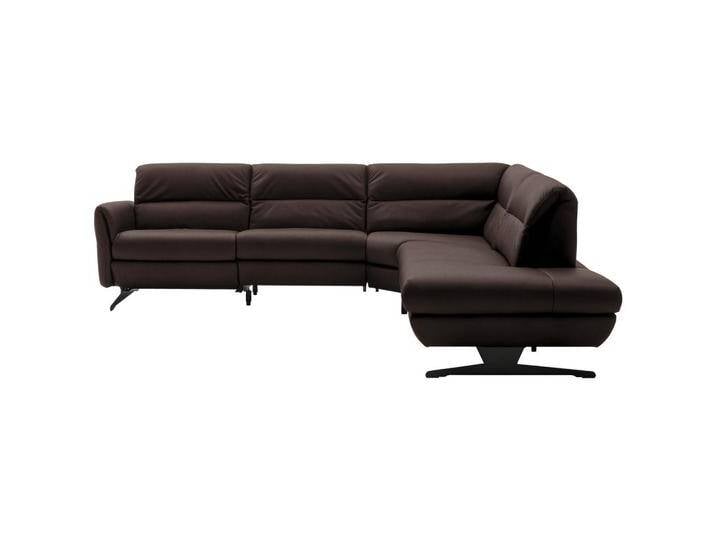 Schöner Wohnen ECKSOFA, Dunkelbraun, Echtleder, Nappaleder, Longlife-Leder, 4-Sitzer, Ottomane rechts, L-Form, 286x258 cm, Goldenes M, Fußauswahl, von Schöner-Wohnen-Kollektion