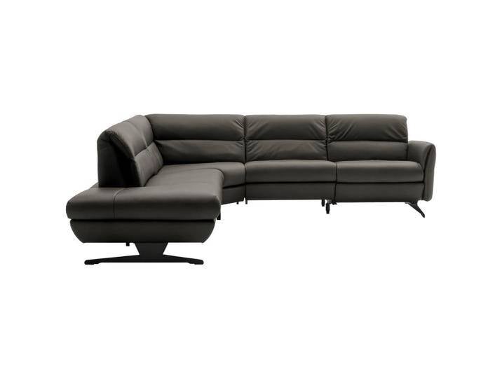 Schöner Wohnen ECKSOFA, Dunkelgrau, Echtleder, Nappaleder, Longlife-Leder, 4-Sitzer, Ottomane links, L-Form, 286x258 cm, Goldenes M, Fußauswahl, von Schöner-Wohnen-Kollektion
