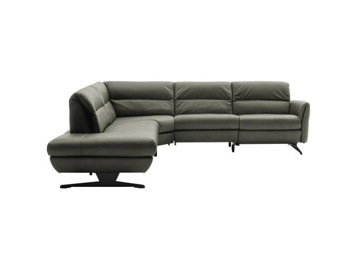 Schöner Wohnen ECKSOFA, Grau, Echtleder, Nappaleder, Longlife-Leder, 4-Sitzer, Ottomane links, L-Form, 286x258 cm, Goldenes M, Fußauswahl, von Schöner-Wohnen-Kollektion