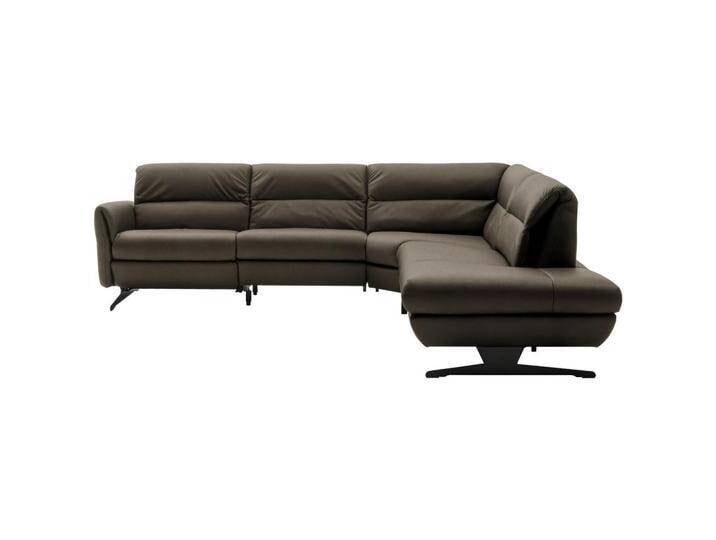 Schöner Wohnen ECKSOFA, Graubraun, Echtleder, Nappaleder, Longlife-Leder, 4-Sitzer, Ottomane rechts, L-Form, 286x258 cm, Goldenes M, Fußauswahl, von Schöner-Wohnen-Kollektion
