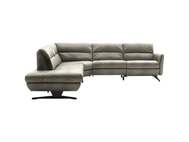 Schöner Wohnen ECKSOFA, Hellgrau, Echtleder, Nappaleder, Longlife-Leder, 4-Sitzer, Ottomane links, L-Form, 286x258 cm, Goldenes M, Fußauswahl, von Schöner-Wohnen-Kollektion