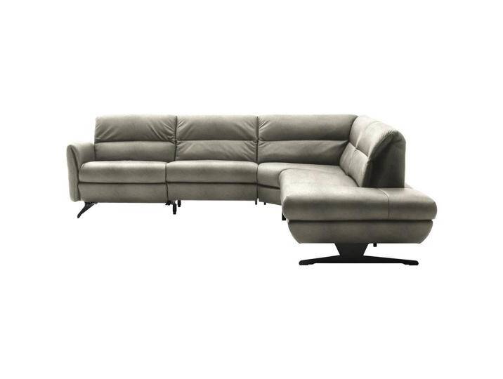 Schöner Wohnen ECKSOFA, Hellgrau, Echtleder, Nappaleder, Longlife-Leder, 4-Sitzer, Ottomane rechts, L-Form, 286x258 cm, Goldenes M, Fußauswahl, von Schöner-Wohnen-Kollektion