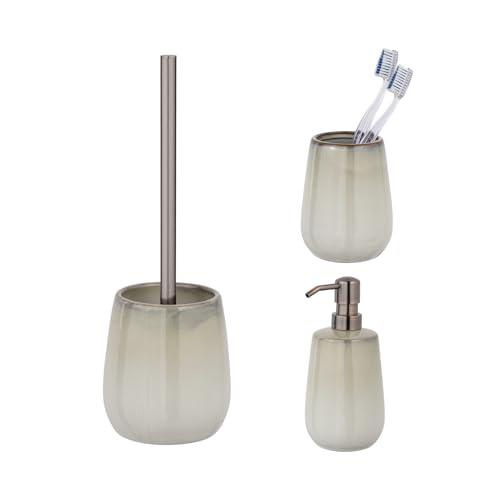 Schöner Wohnen Kollektion Bad-Accessoire Set Mod. Marano 3-teilig aus Keramik mit WC-Garnitur Seifenspender Zahnputzbecher in Beige Kupfer Maße 40 x 13 x 10 cm von Schöner Wohnen Kollektion