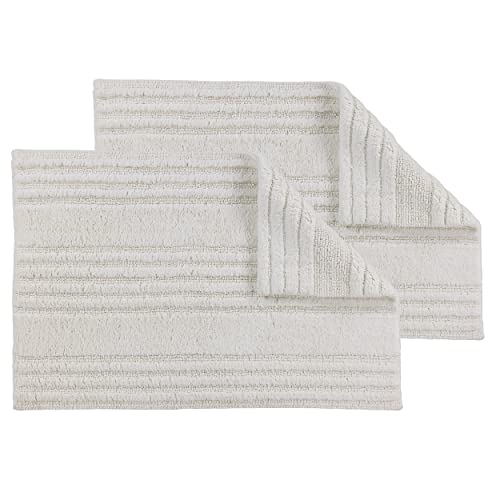 Schöner Wohnen Kollektion Badematte 67 x 110 cm Creme – Badvorleger waschbar & beidseitig verwendbar – Badteppich Streifen – 100% Baumwolle Badezimmerteppich 2er Set von Schöner Wohnen Kollektion