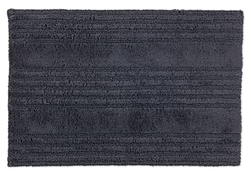 Schöner Wohnen Kollektion Badematte 67 x 110 cm – beidseitig verwendbar – waschbarer Badvorleger anthrazit – Streifen – 100% Baumwolle von Schöner Wohnen Kollektion