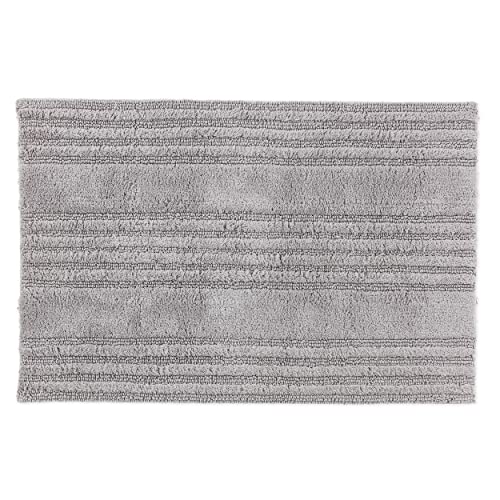 Schöner Wohnen Kollektion Badematte 67 x 110 cm – beidseitig verwendbar – waschbarer Badvorleger hellgrau– Streifen – 100% Baumwolle von Schöner Wohnen Kollektion