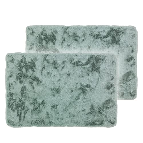 Schöner Wohnen Kollektion Badezimmerteppich 40x60 cm 2er Set – sehr Flauschige Badematte Mint – Deko Badezimmer Matte waschbar und rutschfest von Schöner Wohnen Kollektion