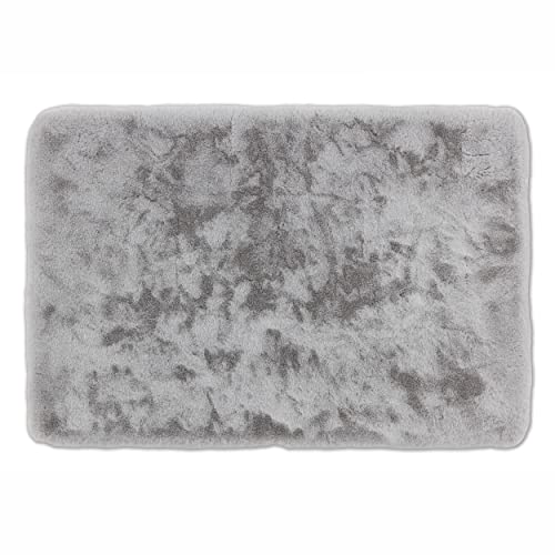 Schöner Wohnen Kollektion Badezimmerteppich 67 x 110 cm Silber – Sehr Flauschige Badematte – Badewannenmatte waschbar – Duschmatte rutschfest – Badezimmer Deko – Badematte von Schöner Wohnen Kollektion