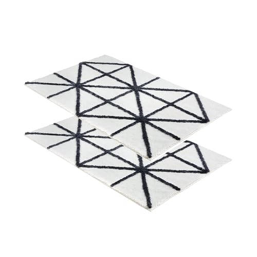 Schöner Wohnen Kollektion Badezimmerteppich weiß 2er Set Heart 67x110 cm – Badematte rutschfest - Badteppich waschbar – Badvorleger – Duschvorleger Badezimmer von Schöner Wohnen Kollektion