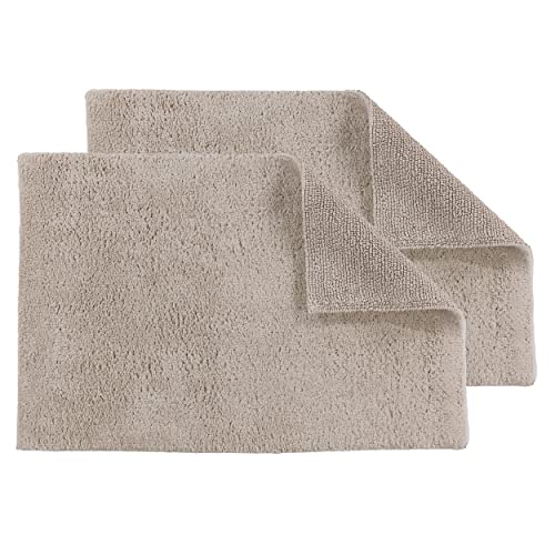 Schöner Wohnen Kollektion Badteppich 40 x 60 cm 2er Set – beidseitig verwendbar & waschbar – 100% Baumwolle – Badematte einfarbig beige von Schöner Wohnen Kollektion