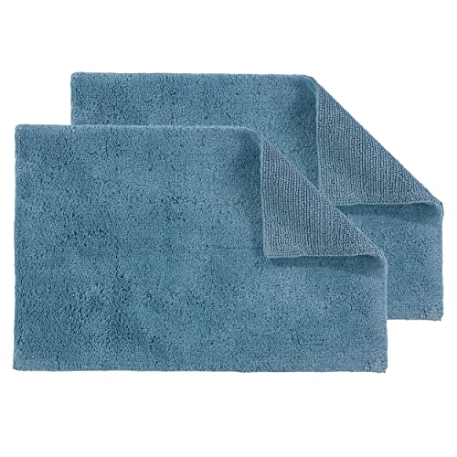 Schöner Wohnen Kollektion Badteppich 40 x 60 cm 2er Set – beidseitig verwendbar & waschbar – 100% Baumwolle – Badematte einfarbig hellblau von Schöner Wohnen Kollektion