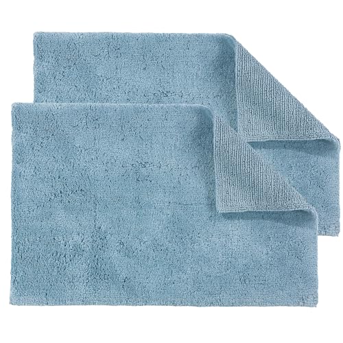 Schöner Wohnen Kollektion Badteppich einfarbig hellblau - 2er Set 40 x 60 cm – waschbare Badematte rutschfest Badezimmer - 100% Baumwolle – Duschvorleger Trockner geeignet von Schöner Wohnen Kollektion