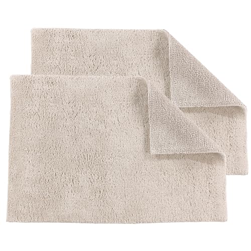 Schöner Wohnen Kollektion Badteppich einfarbig beige - 2er Set 60 x 90 cm – waschbare Badematte rutschfest Badezimmer - 100% Baumwolle – Duschvorleger Trockner geeignet von Schöner Wohnen Kollektion