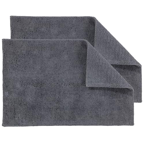 Schöner Wohnen Kollektion Badteppich einfarbig anthrazit - 2er Set 67x110 cm – waschbare Badematte rutschfest Badezimmer - 100% Baumwolle – Duschvorleger Trockner geeignet von Schöner Wohnen Kollektion