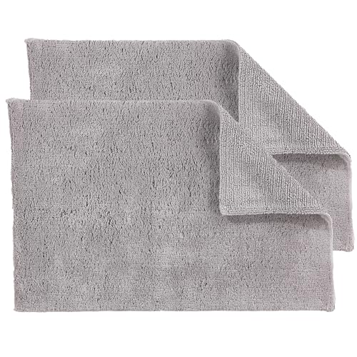 Schöner Wohnen Kollektion Badteppich einfarbig hellgrau - 2er Set 67 x 110 cm – waschbare Badematte rutschfest Badezimmer - 100% Baumwolle – Duschvorleger Trockner geeignet von Schöner Wohnen Kollektion