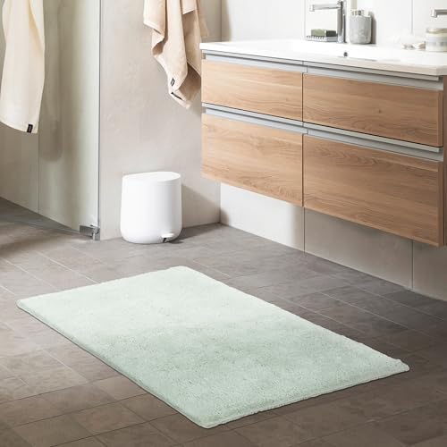 Schöner Wohnen Kollektion Badteppich einfarbig Mint 60 x 90 cm – waschbare Badematte rutschfest - 100% Baumwolle – Badvorleger Trockner geeignet – Duschvorleger Badezimmer von Schöner Wohnen Kollektion