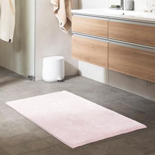 Schöner Wohnen Kollektion Badteppich einfarbig Rose 40 x 60 cm – waschbare Badematte rutschfest - 100% Baumwolle – Badvorleger Trockner geeignet – Duschvorleger Badezimmer von Schöner Wohnen Kollektion