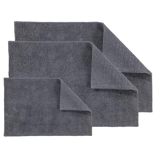 Schöner Wohnen Kollektion Badteppich einfarbig anthrazit Set 40x60cm, 60x90cm& 67x110 cm – Badematte rutschfest - Badteppich waschbar Badezimmer Duschvorleger Trockner geeignet von Schöner Wohnen Kollektion