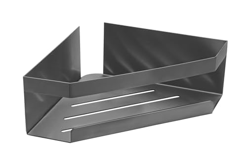 Schöner Wohnen Kollektion Eckablage Mod. Meleto aus rostfreiem Edelstahl in Gun-Metal Grey für Badezimmer ohne Bohren mit Klebepad-Technologie Maße 28,5 cm x 8 cm x 18 cm von Schöner Wohnen Kollektion