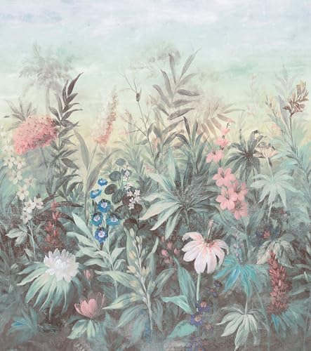 Schöner Wohnen-Kollektion Fototapete FAIRYTALE 366716 mit bunten Blumen und Pflanzen in Pastellgrün - 3,00 m x 2,65 m von Schöner Wohnen-Kollektion