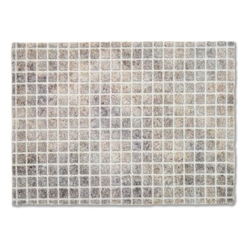 Schöner Wohnen Kollektion Fußmatte außen & innen - Schmutzfangmatte 67 x 100 cm Karo beige - rutschfeste Sauberlaufmatte - Fussmatte Haustür - Türmatte waschbar bei 30°C von Schöner Wohnen Kollektion