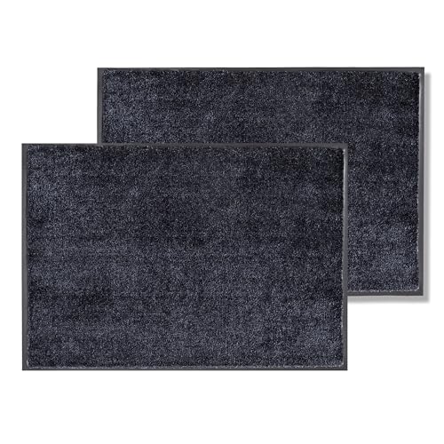 Schöner Wohnen Kollektion Fußmatte innen - Schmutzfangmatte 2er Set 50 x 70 cm Anthrazit-schwarz - rutschfeste Sauberlaufmatte - Fussmatte Haustür - Türmatte waschbar bei 30°C Schöner Wohnen Kollektion Fußmatte innen - Schmutzfangmatte 2er Set 50 x 70 cm Anthrazit-schwarz - rutschfeste Sauberlaufmatte - Fussmatte Haustür - Türmatte waschbar bei 30°C von Schöner Wohnen Kollektion