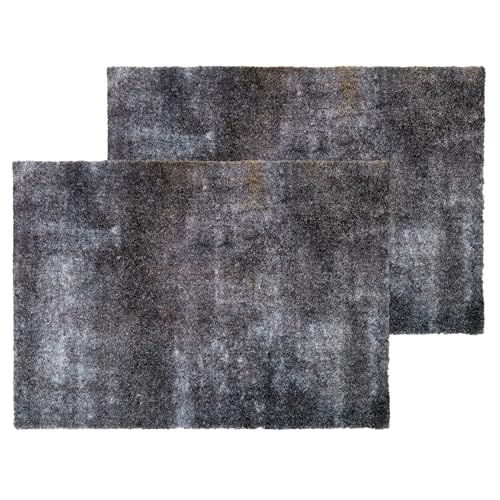Schöner Wohnen Kollektion Fußmatte innen - Schmutzfangmatte 2er Set 50 x 70 cm Beton anthrazit - rutschfeste Sauberlaufmatte - Fussmatte Haustür - Türmatte waschbar bei 30°C von Schöner Wohnen Kollektion
