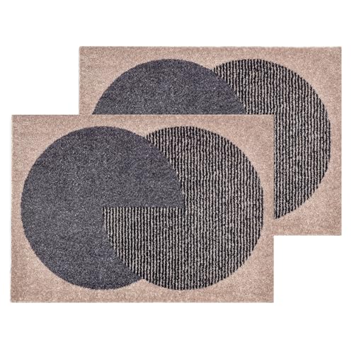 Schöner Wohnen Kollektion Fußmatte innen - Schmutzfangmatte 2er Set 50x70 cm Semi-Circle beige-anthrazit - rutschfeste Sauberlaufmatte Haustür - Türmatte waschbar bei 30°C Schöner Wohnen Kollektion Fußmatte innen - Schmutzfangmatte 2er Set 50x70 cm Semi-Circle beige-anthrazit - rutschfeste Sauberlaufmatte Haustür - Türmatte waschbar bei 30°C von Schöner Wohnen Kollektion