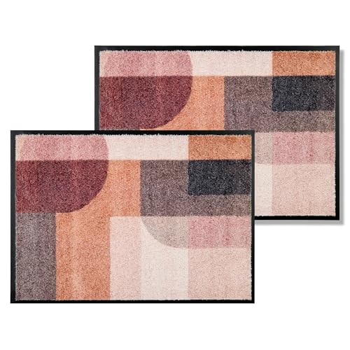 Schöner Wohnen Kollektion Fußmatte innen - Schmutzfangmatte 2er Set 67 x 100 cm Grafik Terra-rosè - rutschfeste Sauberlaufmatte - Fussmatte Haustür - Türmatte waschbar bei 30°C Schöner Wohnen Kollektion Fußmatte innen - Schmutzfangmatte 2er Set 67 x 100 cm Grafik Terra-rosè - rutschfeste Sauberlaufmatte - Fussmatte Haustür - Türmatte waschbar bei 30°C von Schöner Wohnen Kollektion