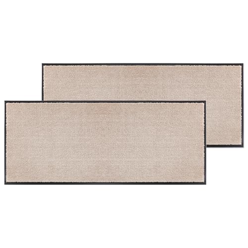 Schöner Wohnen Kollektion Fußmatte innen - Schmutzfangmatte 2er Set 67 x 150 cm Beige - rutschfeste Sauberlaufmatte robust - Fussmatte Haustür - Türmatte waschbar bei 30°C von Schöner Wohnen Kollektion
