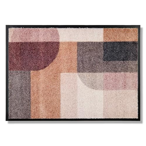 Schöner Wohnen Kollektion Fußmatte innen - Schmutzfangmatte 50 x 70 cm Grafik Terra-rosé - rutschfeste Sauberlaufmatte robust - Fussmatte Haustür - Türmatte waschbar bei 30°C von Schöner Wohnen Kollektion