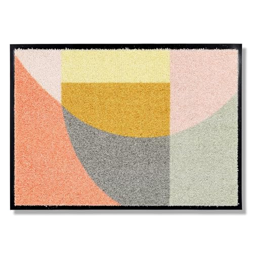 Schöner Wohnen Kollektion Fußmatte innen - Schmutzfangmatte 50 x 70 cm Grafik bunt - rutschfeste Sauberlaufmatte robust - Fussmatte Haustür - Türmatte waschbar bei 30°C von Schöner Wohnen Kollektion