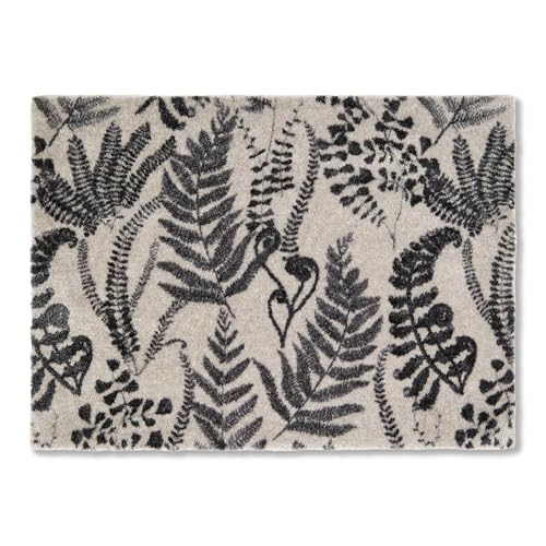 Schöner Wohnen Kollektion Fußmatte innen - Schmutzfangmatte 67 x 100 cm Farn Creme-schwarz - rutschfeste Sauberlaufmatte robust - Fussmatte Haustür - Türmatte waschbar bei 30°C von Schöner Wohnen Kollektion