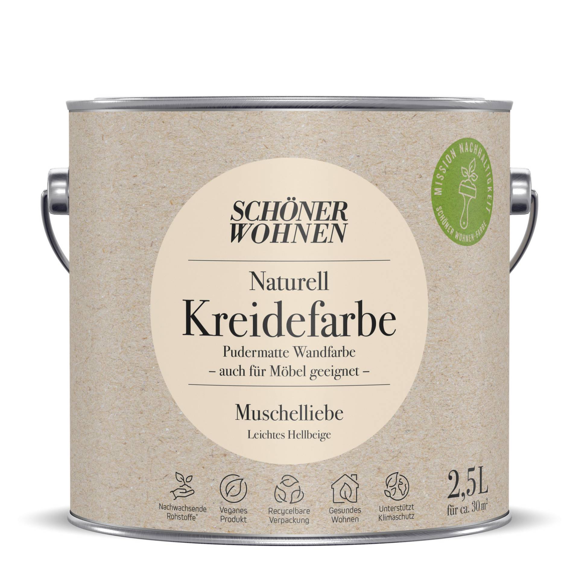 Schöner Wohnen Farbe Naturell Kreidefarbe 'Muschelliebe' hellbeige matt 2,5 l von Schöner Wohnen Farbe