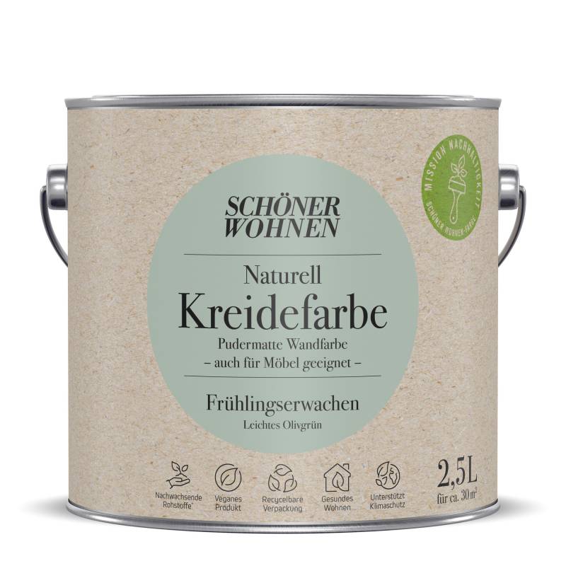 Schöner Wohnen Farbe Naturell Kreidefarbe 'Frühlingserwachen' olivgrün matt 2,5 l von Schöner Wohnen Farbe