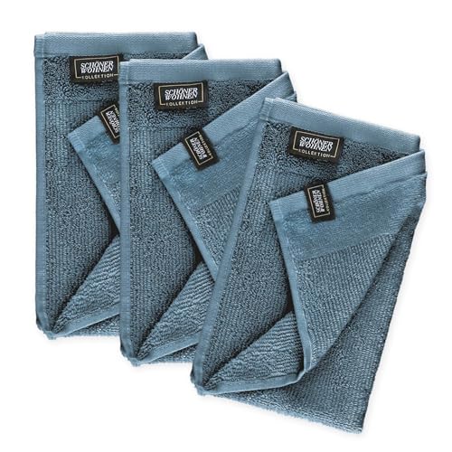 Schöner Wohnen Kollektion NEU: Premium Gästehandtuch 3er Set blau - 30 x 50 cm - 100% Baumwolle mit Velourborte, sehr pflegeleicht von Schöner Wohnen Kollektion