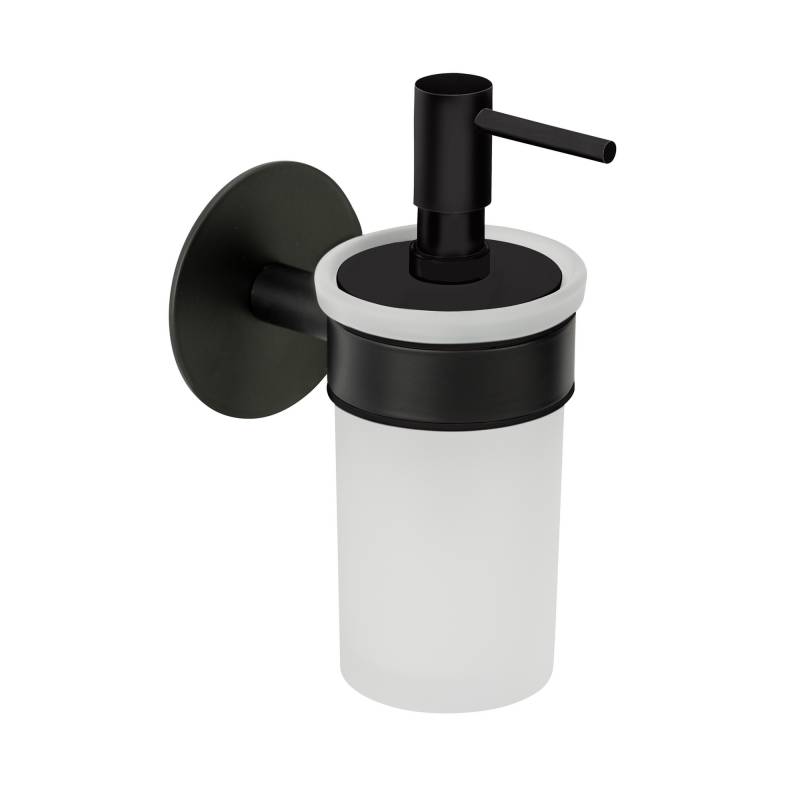 Schöner Wohnen Kollektion Seifenspender 'Meleto' Edelstahl schwarz Glas satiniert 150 ml, Klebemontage von Schöner Wohnen Kollektion