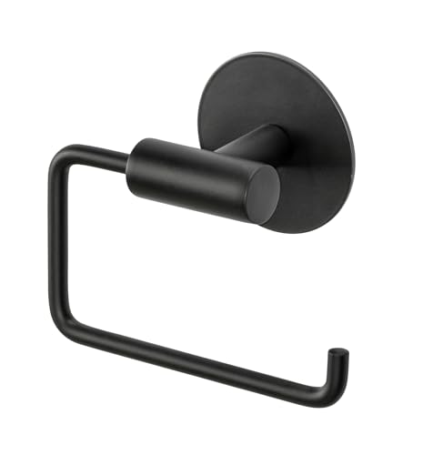 Schöner Wohnen Kollektion Toilettenpapierhalter Mod. Meleto eleganter Wandhalter aus rostfreiem Edelstahl in Schwarz mit Klebepad-Technologie Maße 13,5 cm x 5,5 cm x 11 cm von Schöner Wohnen Kollektion