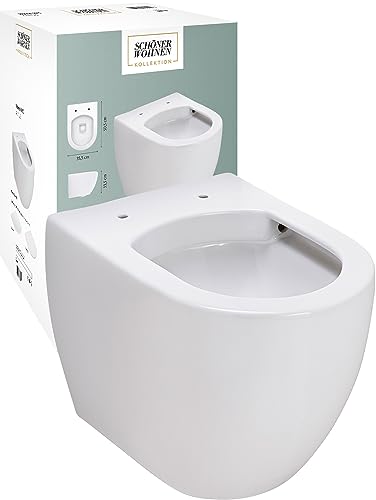 Schöner Wohnen Kollektion Wand WC spülrandlos Antus, Pure Rimless Tiefspül WC, Hänge-Toilette ohne Spülrand, Toilette hängend Abgang waagerecht, Hänge WC, Weiß von Schöner Wohnen Kollektion