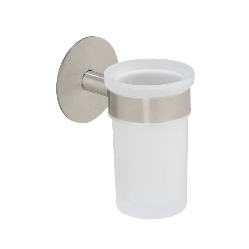 Schöner Wohnen Kollektion Zahnputzbecher 'Meleto' Edelstahl matt Glas satiniert Ø 10 x 15 cm, Klebemontage von Schöner Wohnen Kollektion
